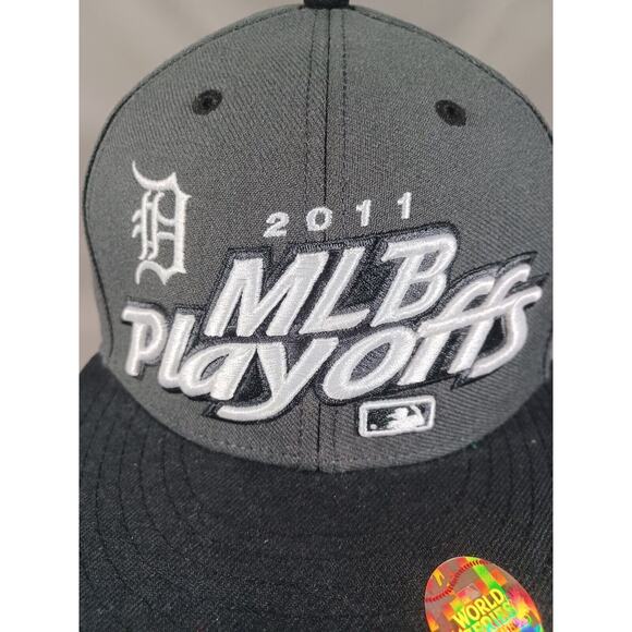 Detroit Tigers Hat Black Gray Snap Back 2011 Playoffs World Series 47 Brand - Picture 2 of 7